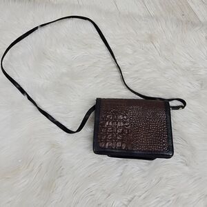 Brahmin Vintage Crossbody Alligator Embossed Bag Mini Brown Black